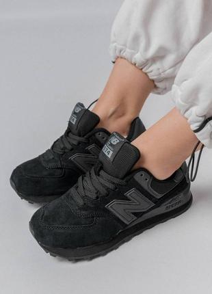 Женские кроссовки new balance 574 premium all black3 фото