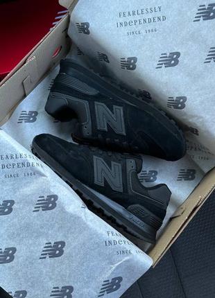 Женские кроссовки new balance 574 premium all black8 фото