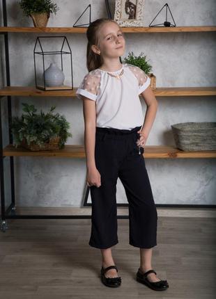 Штани кюлоти для дівчинки smiletime culottes, сині (школа)