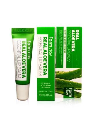 Бальзам для губ з алое farmstay real aloevera essential lip balm 10 мл1 фото