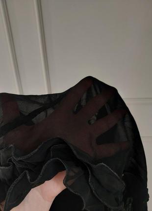 Шовкова блуза шелковая блузка чорна напівпрозора шовковий топ черная полупрозрачная шелковый топ3 фото