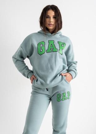 Костюм утепленный gap трехнитка на флисе ментоловый