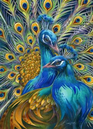 Набір для творчості алмазна картина пари павичів strateg fa40848