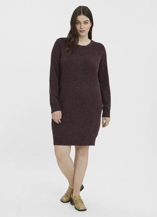 Вʼязана трикотажна сукня в бордовому кольорі від данського бренду vero moda1 фото