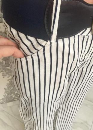 Штаны брюки модные из льна лляні стильные лен льняные в полоску полоса морячка2 фото