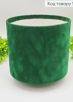 Коробка велюрова, зеленого кольору, 16,5*18,5см1 фото