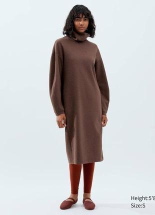 Сукня uniqlo коричнева з об'ємними рукавами