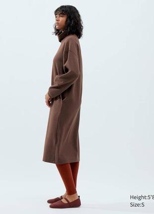Платье uniqlo коричневое с объемными рукавами2 фото