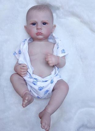 Лялька реборн хлопчик - повністю вініл-силіконовий пупс з одягом та аксесуарами, новонароджене маля, як жива справжня дитина3 фото