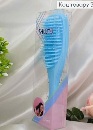 Гребінець для волосся щітка "shulimei" (тангл тізер) , блакитна, велика(21*6), якісна1 фото