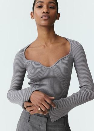 Свитер женский h&m, цвет серый😍 кофта лонгслив