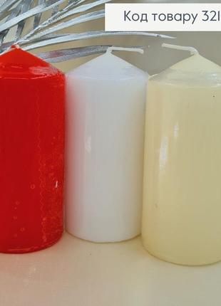 Декоративна свічка 12 см біла/молочна/червона циліндрична bispol, парафінова свічка 38 годин горіння1 фото