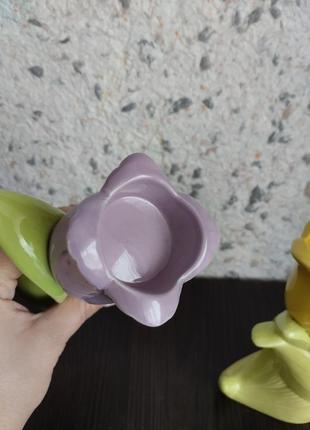 Винтажные голландские подсвечники с тюльпанами керамика