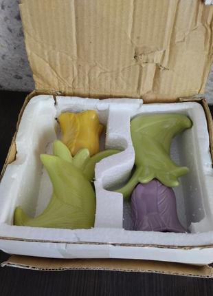 Винтажные голландские подсвечники с тюльпанами керамика