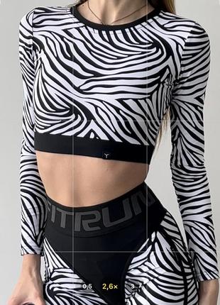 Укорочений рашгард fitrun:  rashguard midi "zebra"6 фото