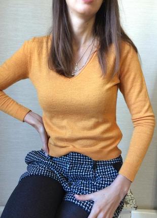 Женский тонкий  укороченный пуловер из шерсти мериноса camaieu6 фото