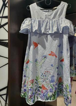 Платье в полоску с флористическим принтом h&m от michelle morin 7-10 лет8 фото