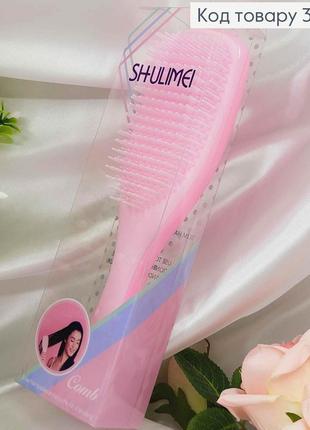 Гребінець для волосся щітка "shulimei" (тангл тізер) , рожева, велика(21*6), якісна