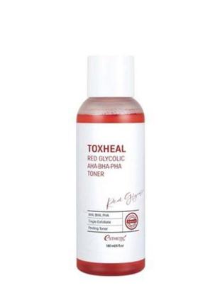 Тонер для лица с гликолевой кислотой esthetic house toxheal red glycolic aha-bha-pha toner, 180 мл1 фото