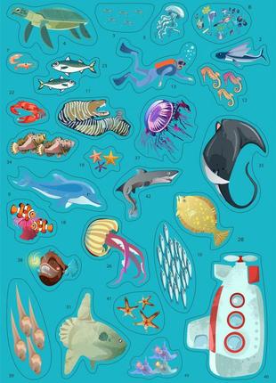 Детская игра с многоразовыми наклейками "подводный мир" (kp-008), 43 наклейки9 фото