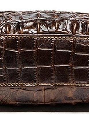 Кожаная мужская сумка с тиснением под крокодила4 фото