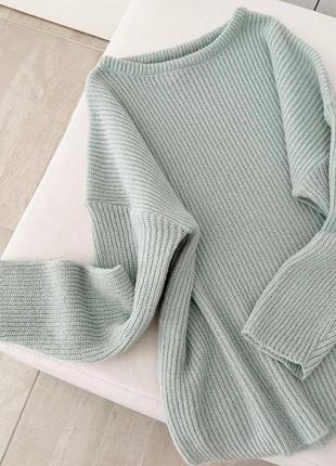 Вязаный мирер удлиненный оверсайз свитер серый зеленый черный бежевый теплый зимняя длинный трендовый стильный