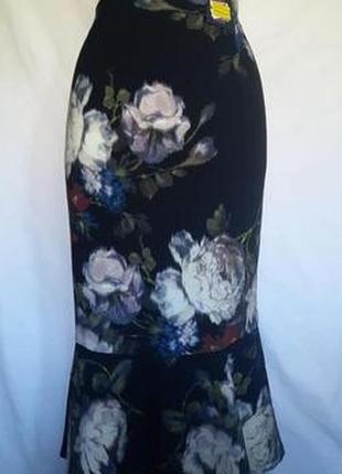 Новая облегающая женская брендовая черная юбка в цветах8 фото