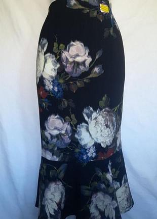 Новая облегающая женская брендовая черная юбка в цветах