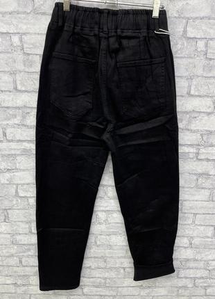Женские теплые черные джинсы с высокой посадкой на байке2 фото