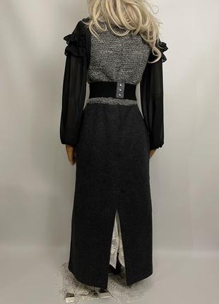 Австрия винтажный длинный графитовый теплый шерстяной сарафан макси из шерсти платье корсет на завязках этано готический стиль корсетный пояс3 фото