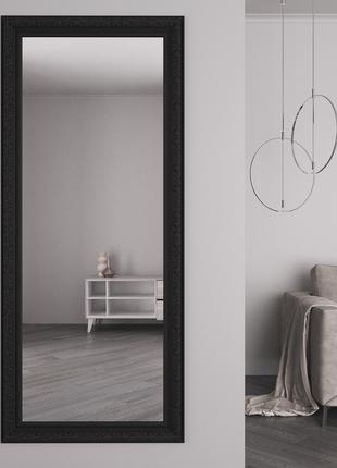 Дзеркало в чорній оправі 176х56 прямокутне навісне для спальні, гарні дзеркала в широкій багетній рамі власного виробництва1 фото