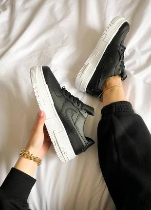 Женские кроссовки nike air force 1 pixel black черного цвета