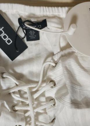 Boohoo стильный женский укороченный топ кроп crop top блуза с зашнуровкой и бардо бренд boohoo, р.uk127 фото