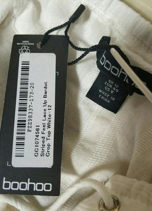 Boohoo стильный женский укороченный топ кроп crop top блуза с зашнуровкой и бардо бренд boohoo, р.uk125 фото