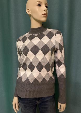 Теплый свитер с узором ромбы m&amp;s collection5 фото