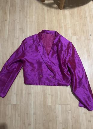 Пиджак цвета фуксии шелковый винтажный пиджак american vintage hollywood2 фото