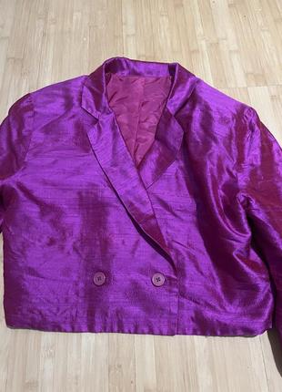 Пиджак цвета фуксии шелковый винтажный пиджак american vintage hollywood5 фото
