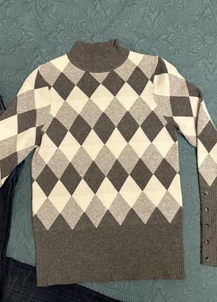 Теплий светр з візерунком ромби m&s collection