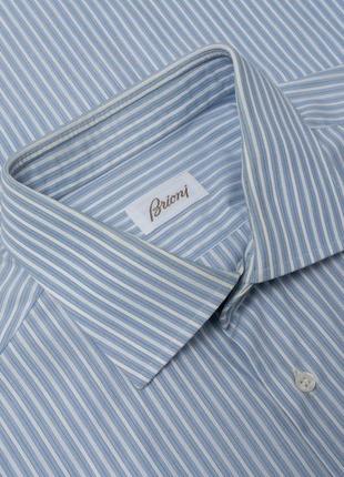 Brioni blue and white striped shirt мужская рубашка1 фото