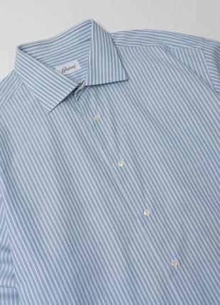 Brioni blue and white striped shirt мужская рубашка3 фото