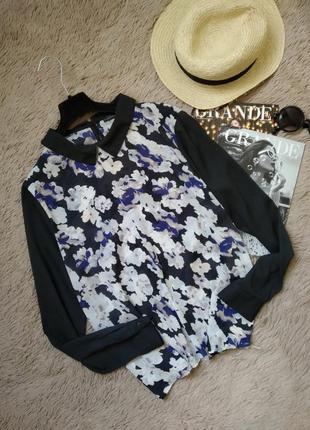 Актуальная шифоновая рубашка в цветочный принт/блузка/блуза/кофточка
