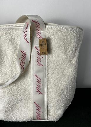 Сумка pink cozy-plush tote bag creamer3 фото