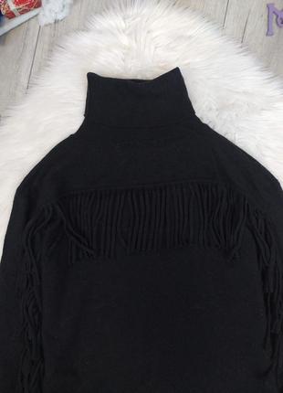 Женский шерстяный свитер kaos короткий чёрный с длинным рукавом воротник стойка размер xs6 фото
