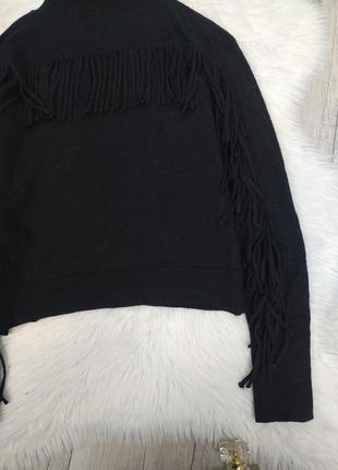 Женский шерстяный свитер kaos короткий чёрный с длинным рукавом воротник стойка размер xs7 фото