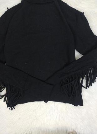 Женский шерстяный свитер kaos короткий чёрный с длинным рукавом воротник стойка размер xs4 фото