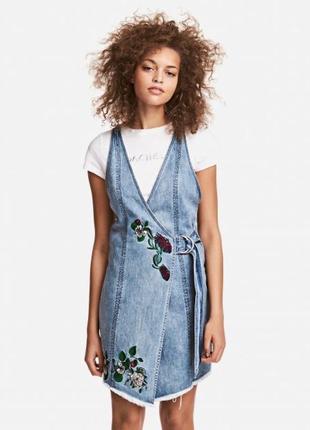 Джинсовый сарафан с вышивкой h&m