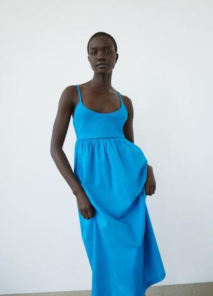 Сукня довжини міді блакитна синя3 фото