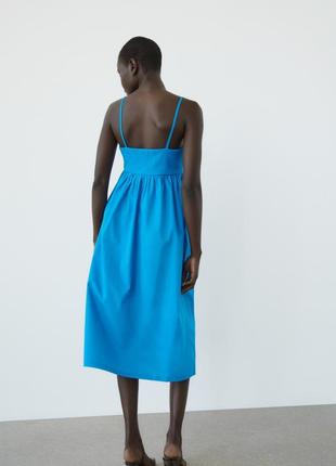 Сукня довжини міді блакитна синя4 фото