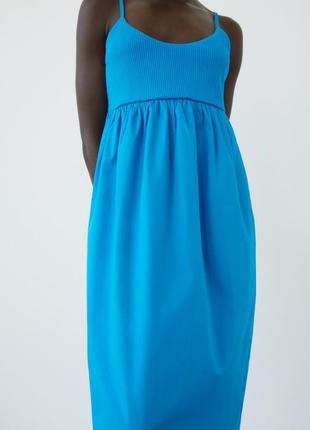 Сукня довжини міді блакитна синя5 фото