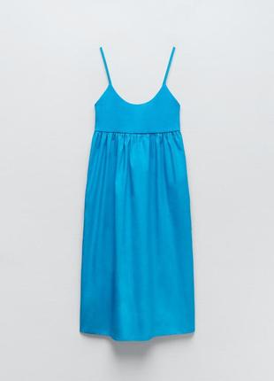 Сукня довжини міді блакитна синя6 фото